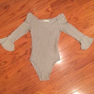 Abercrombie Ribbed Flutter Sleeve Bodysuit